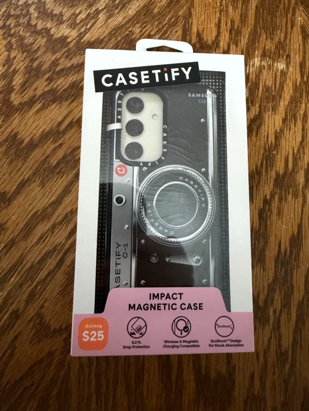 Casetify Impact Magnetic Case for Galaxy S25 — Black with Silver Accents
